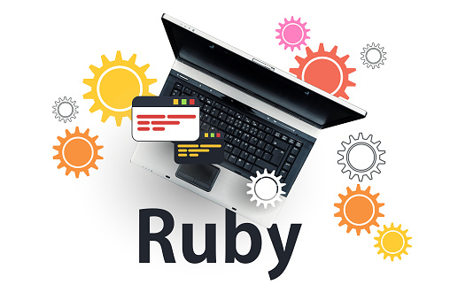 laptop with 'Ruby' text